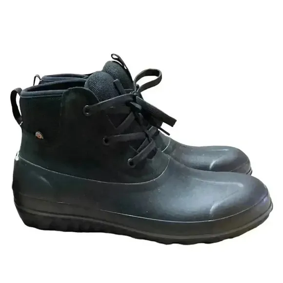 Bogs Mens 12 Casual Nubuck Leather Waterproof Lace Up Ankle Snow Boots Black NEW