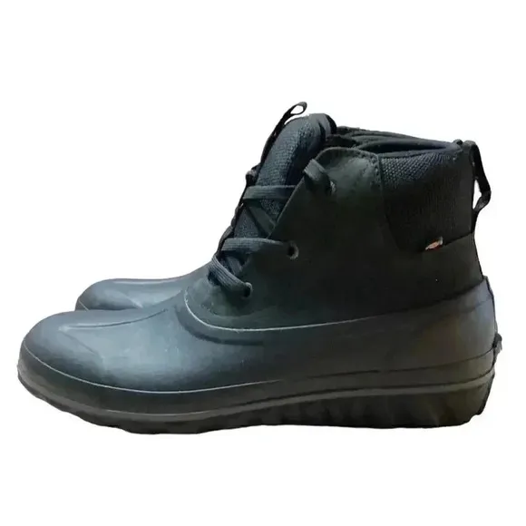 Bogs Mens 12 Casual Nubuck Leather Waterproof Lace Up Ankle Snow Boots Black NEW