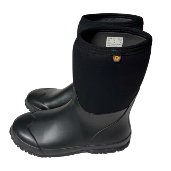 Bogs Stomper Solid Waterproof Rain Snow  Boots Youth Size 6 Black Insulated