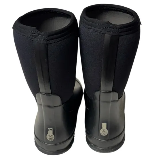 Bogs Stomper Solid Waterproof Rain Snow  Boots Youth Size 6 Black Insulated
