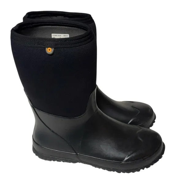 Bogs Stomper Solid Waterproof Rain Snow  Boots Youth Size 6 Black Insulated