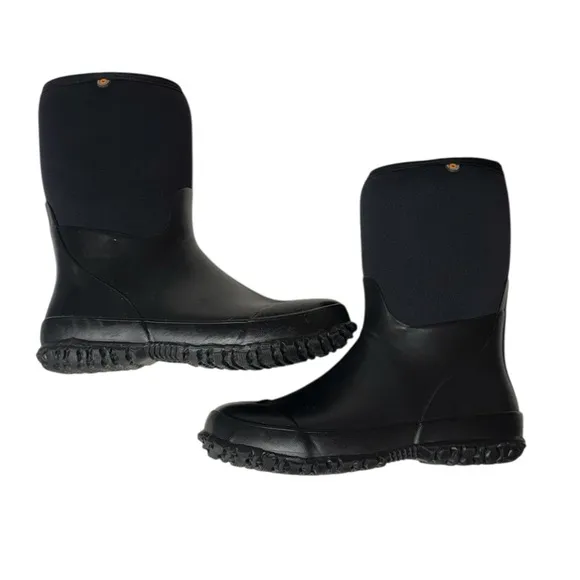 Bogs Stomper Solid Waterproof Rain Snow  Boots Youth Size 6 Black Insulated