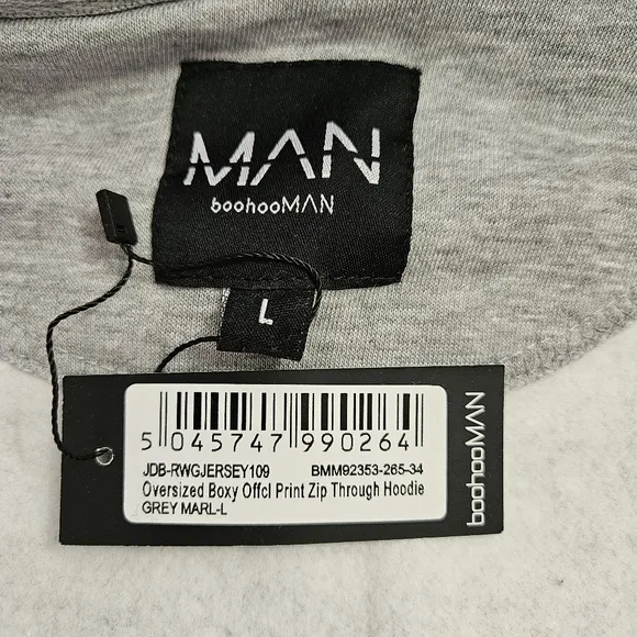 boohooMAN Men's Oversized Hoodie and Baggy Wide-Leg Sweat Pants Set Size Large