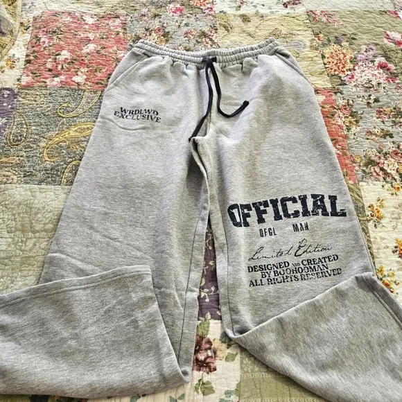 boohooMAN Men's Oversized Hoodie and Baggy Wide-Leg Sweat Pants Set Size Large