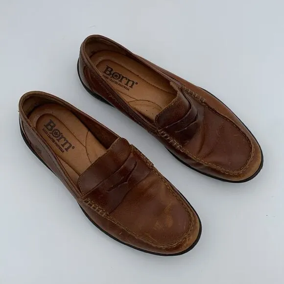 Born brown leather slip on loafers excellent used condition men’s size 9.5