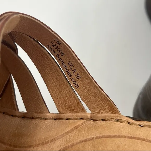 Born Women’s Tan Leather Platform Wedge Sandals 7M Crisscross F23134 Strappy