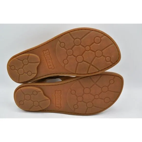 Born Womens Size 7 Marlowe Light Brown Full Grain Leather Gladiator Flat Sandals