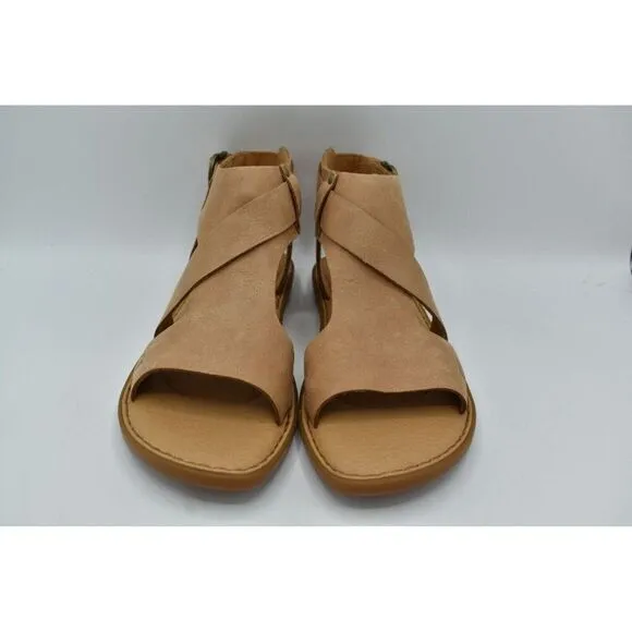 Born Womens Size 7 Marlowe Light Brown Full Grain Leather Gladiator Flat Sandals