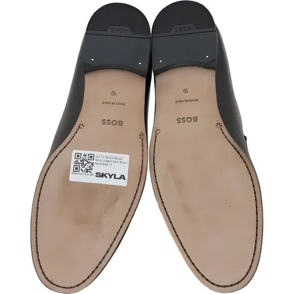 BOSS Men's Soho Dark Brown Leather Loafers Size US 11 UK 10 Excellent Condition