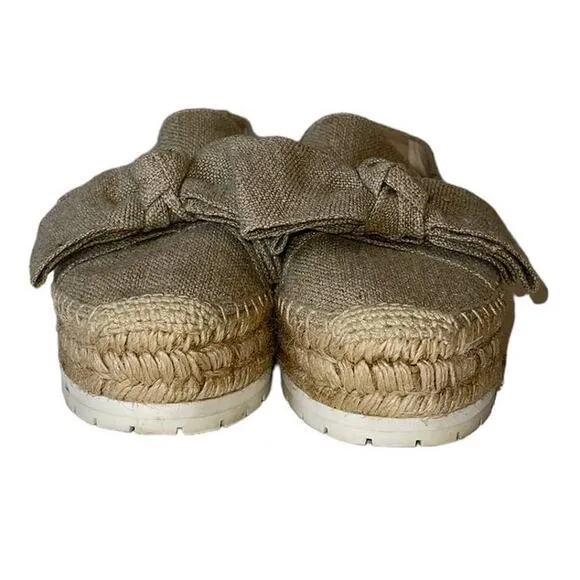 Botkier Wesley Beige Canvas Platform Espadrilles Size 10