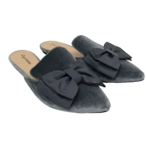 Bow loafers velvet grey holiday boho contemporary fall classic winter party