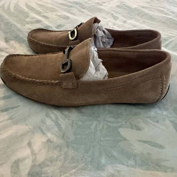 Brand new Alfani Tan Suede Loafers with Horse-Bit Ornament