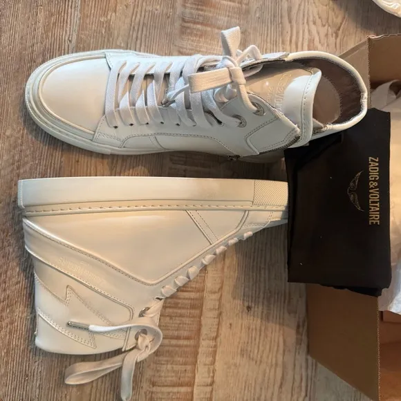 Brand New Zadig and Voltaire White leather High-Top Platform Sneakers