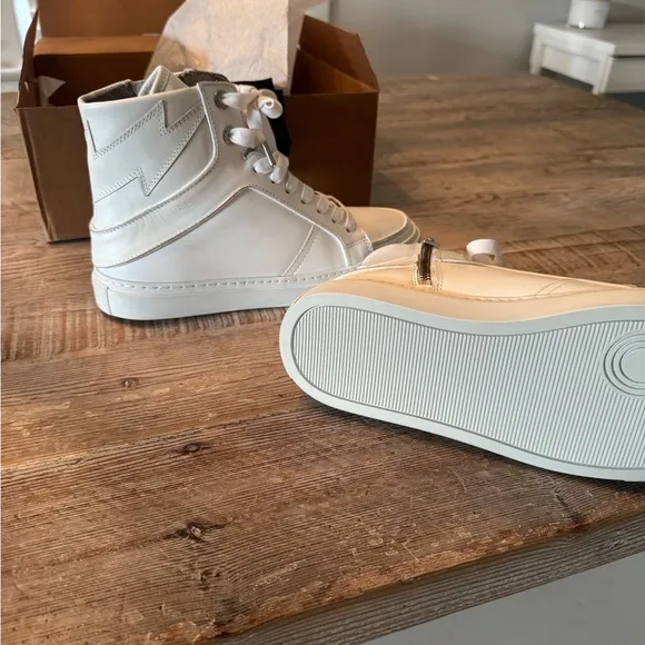 Brand New Zadig and Voltaire White leather High-Top Platform Sneakers