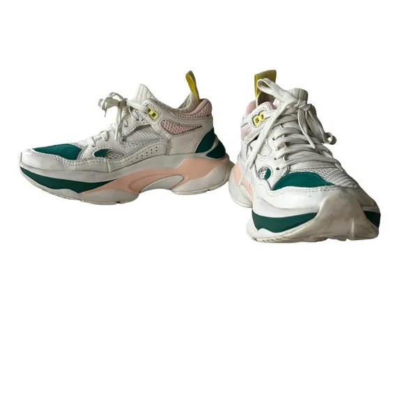 Brandblack Saga Chunky Dad Sneakers in Green, Pink and White Size 4