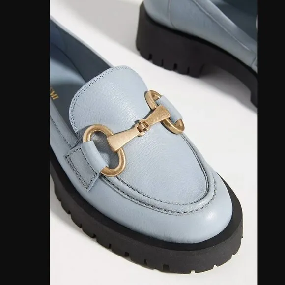 Bruno Premi Hardware Platform Loafers Blue Size 37 NWOT JB