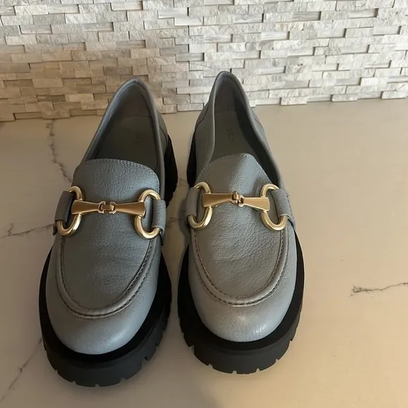 Bruno Premi Hardware Platform Loafers Blue Size 37 NWOT JB