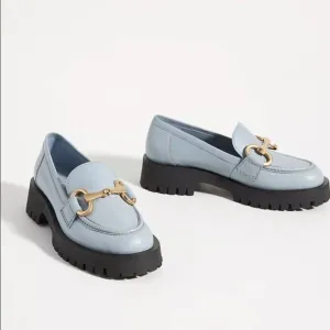 Bruno Premi Hardware Platform Loafers Blue Size 37 NWOT JB