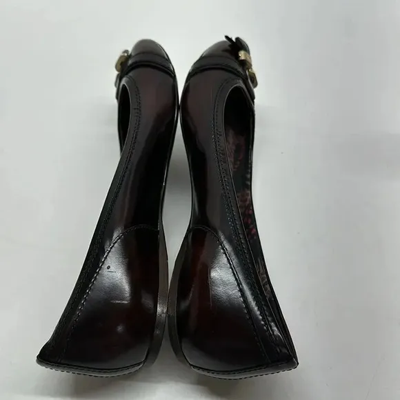 Burberry Ballet Flats Pointed Toe Shoes Leather Tassel Dark Red Size 40 US 10