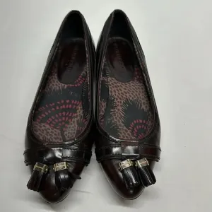 Burberry Ballet Flats Pointed Toe Shoes Leather Tassel Dark Red Size 40 US 10