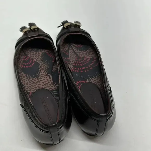 Burberry Ballet Flats Pointed Toe Shoes Leather Tassel Dark Red Size 40 US 10