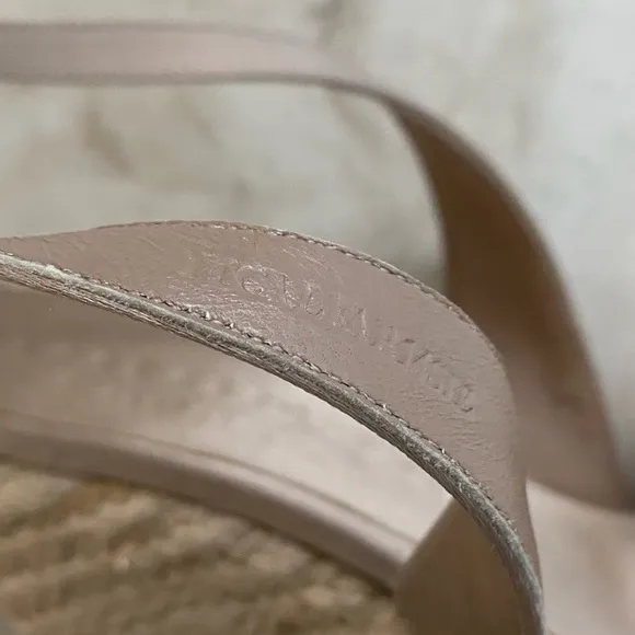 Burberry Made in Italy Satin Rosegold Leather Bow Espadrilles Sandals sz 9/39
