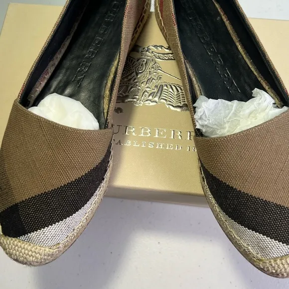 Burberry Neutrals House Check Pattern Canvas Espadrilles