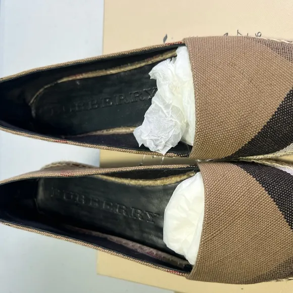 Burberry Neutrals House Check Pattern Canvas Espadrilles