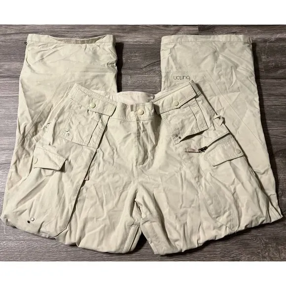 Burton Women's Stretch Insulated Waterproof Cargo Pocket Beige Snow Pant Medium