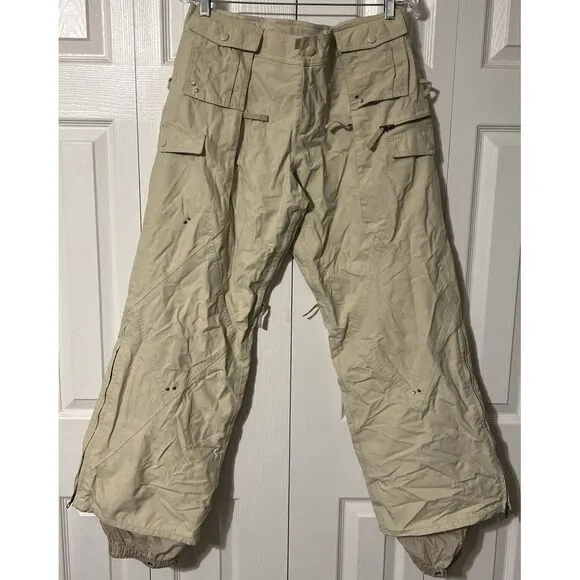 Burton Women's Stretch Insulated Waterproof Cargo Pocket Beige Snow Pant Medium