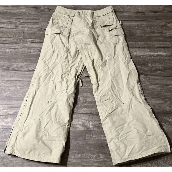 Burton Women's Stretch Insulated Waterproof Cargo Pocket Beige Snow Pant Medium