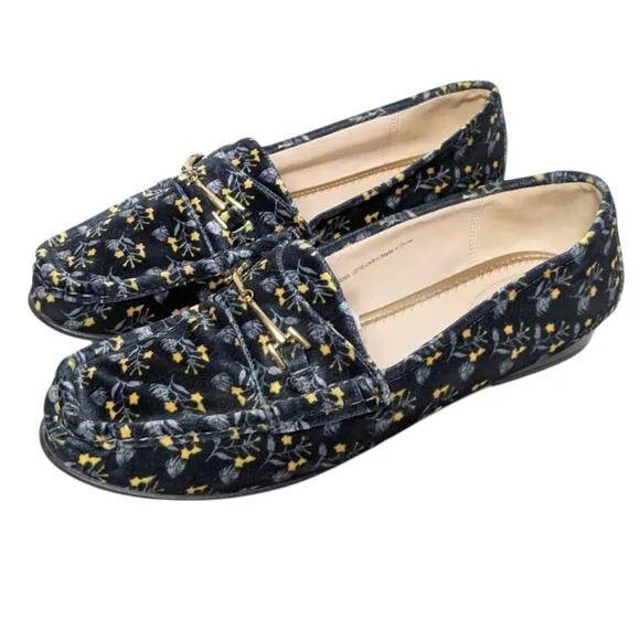 CABI Carnaby Floral Velvet Horsebit Loafers 10