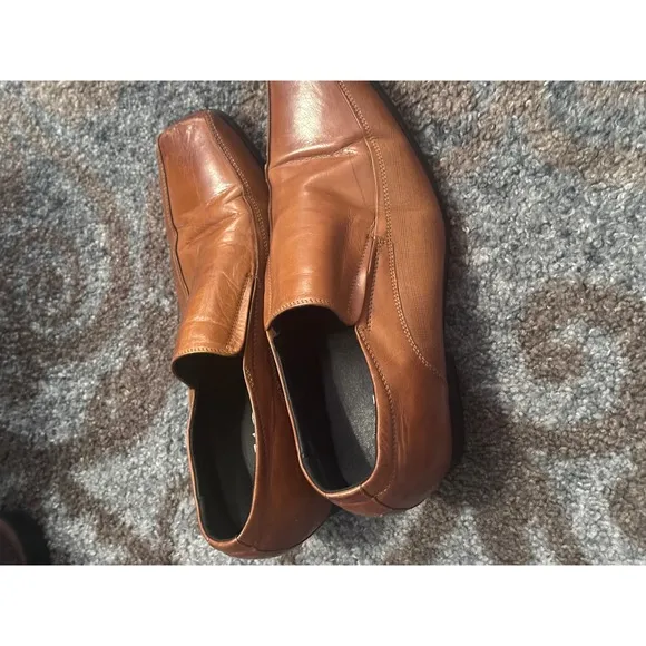 Calto Dress Shoes Leather Slip On Loafers Square Toe Brown Mens Size 9
