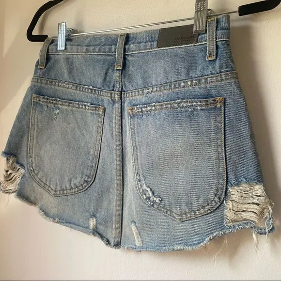 Carmar Distressed Zip-Up Denim Miniskirt size 27
