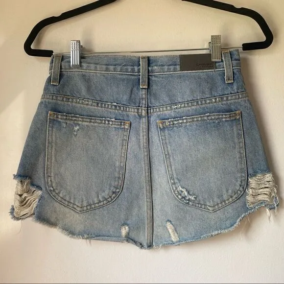 Carmar Distressed Zip-Up Denim Miniskirt size 27