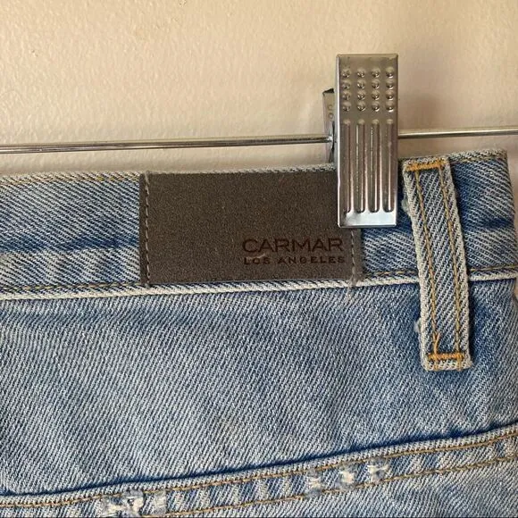 Carmar Distressed Zip-Up Denim Miniskirt size 27