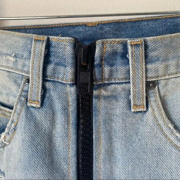 Carmar Distressed Zip-Up Denim Miniskirt size 27