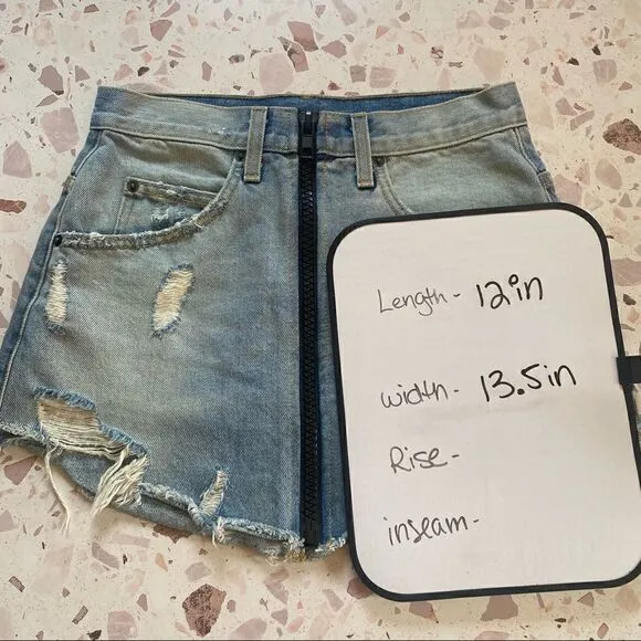 Carmar Distressed Zip-Up Denim Miniskirt size 27