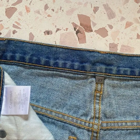 Carmar Distressed Zip-Up Denim Miniskirt size 27