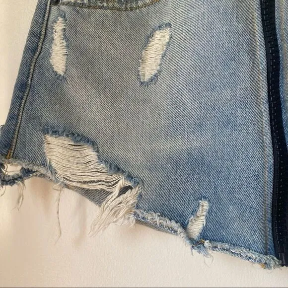 Carmar Distressed Zip-Up Denim Miniskirt size 27