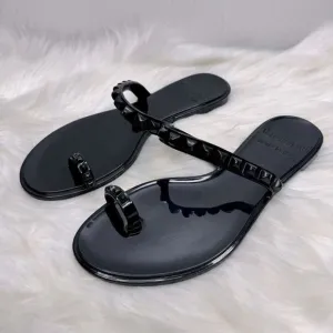 Carmen Sol Maria Studded Flat Jelly Sandals Black 39