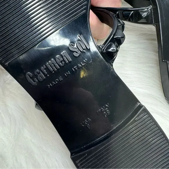 Carmen Sol Maria Studded Flat Jelly Sandals Black 39