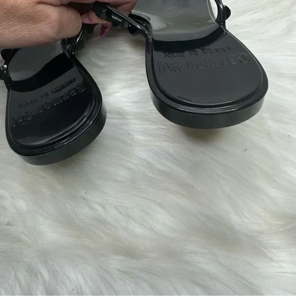 Carmen Sol Maria Studded Flat Jelly Sandals Black 39