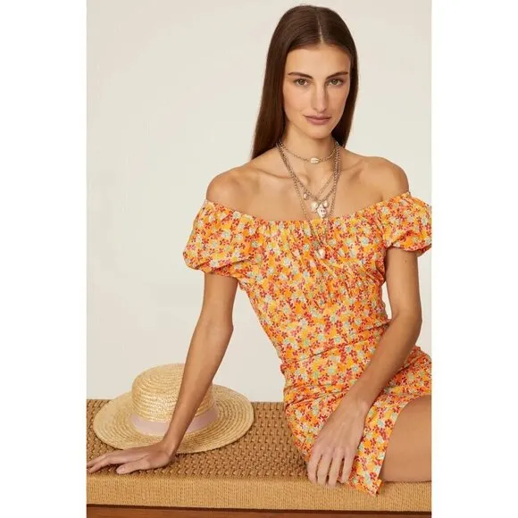Caroline Constas Calla Mini Dress in Orange Medium Womens floral