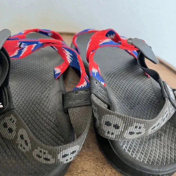 Chaco Grateful Dead Red White Blue Skull Strappy Sandals Men's 9