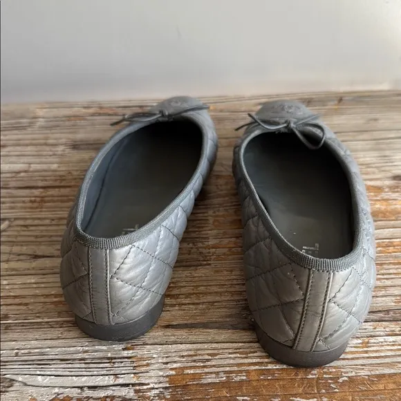 Chanel Gray Quilted Ballet Flats