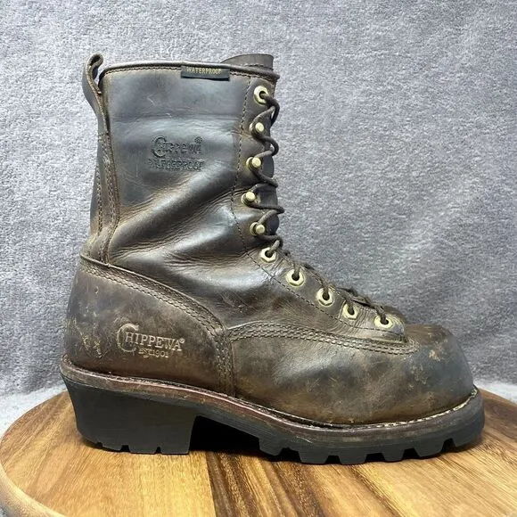 Chippewa Original Waterproof Insulated Steel Toe Logger Boots Men's Size 8.5