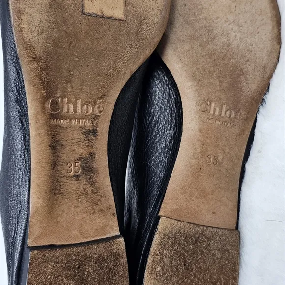 Chloe back lace Marli black leather flats