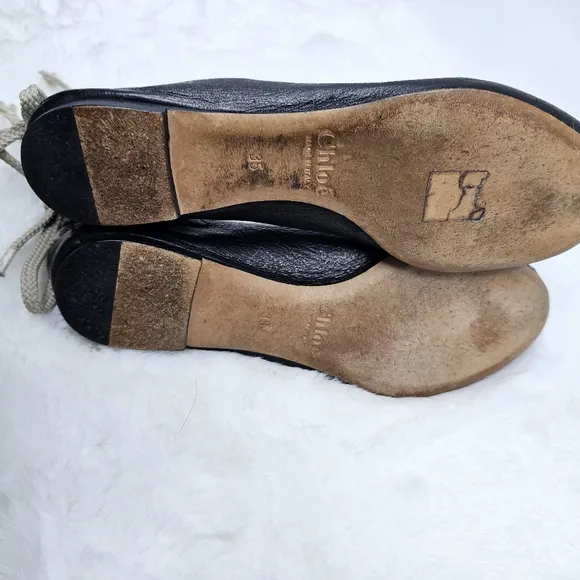 Chloe back lace Marli black leather flats
