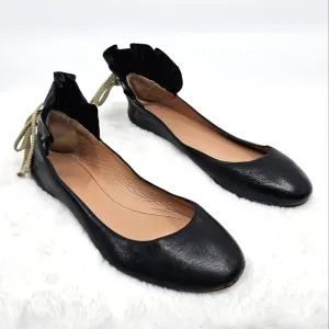 Chloe back lace Marli black leather flats
